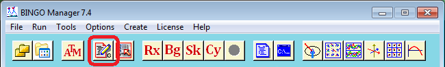 BINGO Manager with the GeoInEdi button highlighted